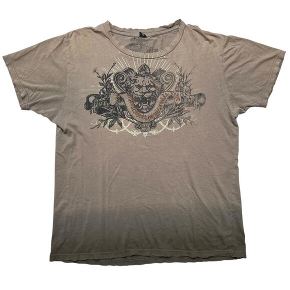 Vintage Y2K Indigo Star Lion Tribal T-Shirt‎ - Affliction Style Ombre - size L - Picture 1 of 9